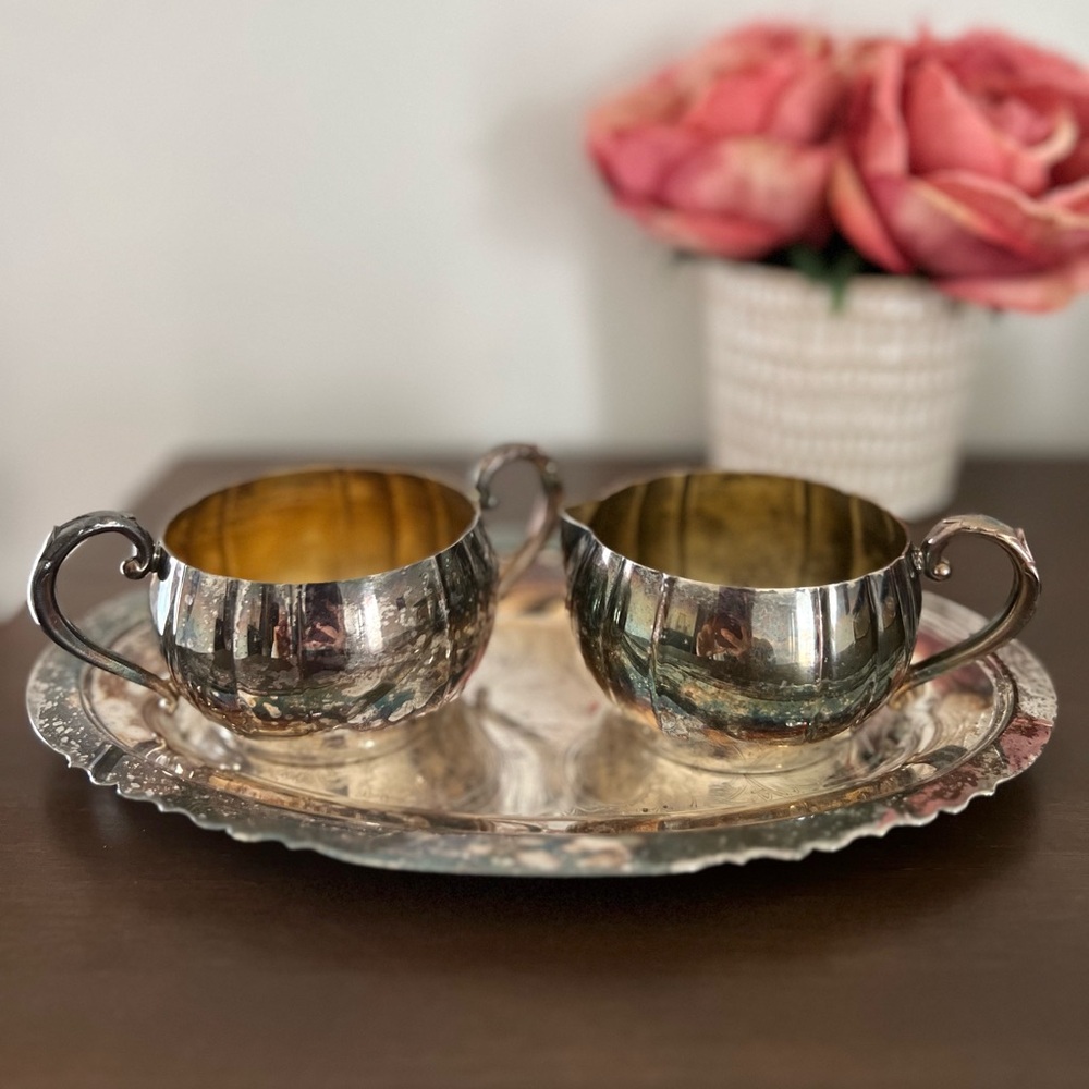 Vintage Oneida Silversmiths Silver Plated Plate Dish Tea Trinket Serving Set